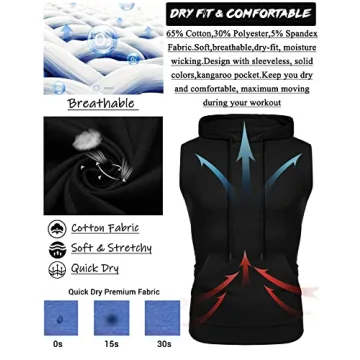 Men's Hooded Tank Tops for Running & Gym - Black
