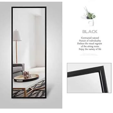 Elevens Full Length Floor Mirror 65"x22" Large Rectangle Wall Mirror Standing Hanging or Leaning Against Wall for Bedroom, Dressing and Wall-Mounted Thin Frame Mirror - Black
