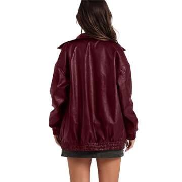 SAMPEEL Burgundy Leather Jacket Women Faux Oversized Motorcycle Bomber Coats 2025 Fall Fashion Outfits Winter Clothes Red XL
