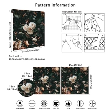 Floralplus Removable Peel and Stick Wallpaper for Home