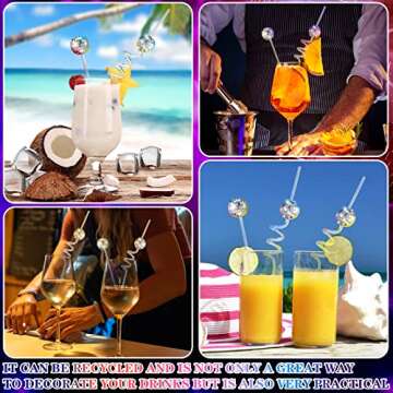 45 Pcs Disco Party Decorations Mirror Disco Ball Straws Disco Ball Stirrers Cocktail 70s Disco Decorative Straws Plastic Stir Sticks Mini Disco Straw Decor for Dance Holiday Wedding Birthday Supply