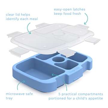 Bentgo® Kids Prints Tray with Transparent Cover - Reusable, BPA-Free, 5-Compartment Meal Prep Container with Built-In Portion Control for Healthy Meals At Home & On the Go (Rainbows and Butterflies)