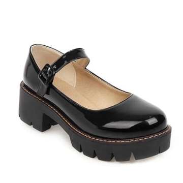 Women's Round Toe Ankle Strap Mary Janes Low Heel Shoes