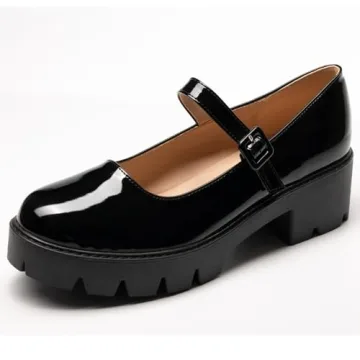 Women's Round Toe Ankle Strap Mary Janes Low Heel Shoes