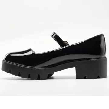 Women's Round Toe Ankle Strap Mary Janes Low Heel Shoes