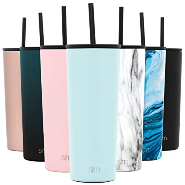 Simple Modern Insulated Tumbler with Lid and Straw | Iced Coffee Cup Reusable Stainless Steel Water Bottle Travel Mug | Gifts for Women Men Her Him | Classic Collection | 24oz | Seaside