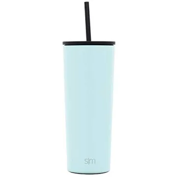 Simple Modern Insulated Tumbler with Lid and Straw | Iced Coffee Cup Reusable Stainless Steel Water Bottle Travel Mug | Gifts for Women Men Her Him | Classic Collection | 24oz | Seaside