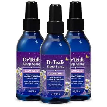 Dr Teal's Foaming Bath with Epsom Salt & Sleep Spray with Melatonin, Lavender & Chamomile, 34 fl oz Bath (Pack of 4) & 6 fl oz Spray (Pack of 3)
