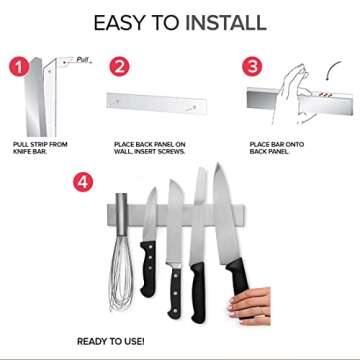 Modern Innovations 10 Inch Stainless Steel Magnetic Knife Bar with Multipurpose Use as Knife Holder, Knife Rack, Knife Strip, Kitchen Utensil Holder, Tool Holder, Art Supply Organizer, Home Organizer
