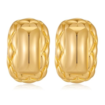 HESSAWELL Gold Chunky Earrings - Unique Vintage Jewelry for Women