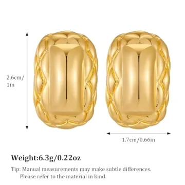 HESSAWELL Gold Rectangle Stud Earrings for Vintage Style