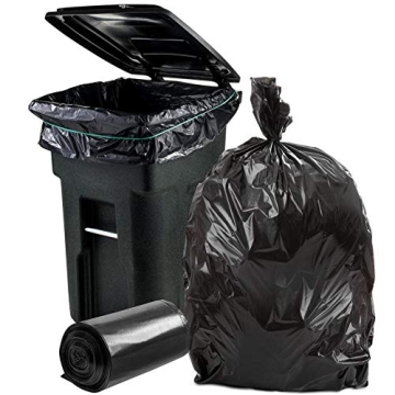 Plasticplace Black Trash Bags - Durable 64-65 Gallon Liners, 25 Count