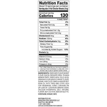 Amazon Brand - Happy Belly Honey Graham Crackers, 14.4 ounce (Pack of 1)