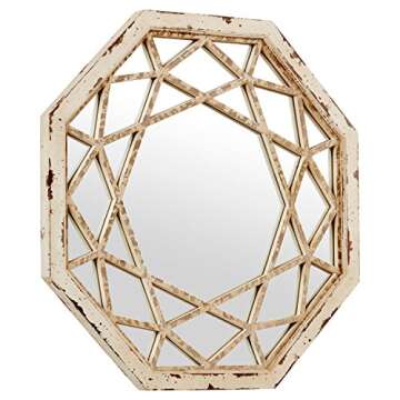 Amazon Brand – Stone & Beam Vintage-Look Octagonal Hanging Wall Mount Mirror Decor, 1.25 x 25.5 Inch Height, Antique White