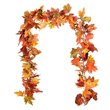 DearHouse 2 Pack Fall Garland Maple Leaf, 5.9Ft/Piece Hanging Vine Garland Artificial Autumn Foliage...