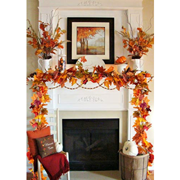 DearHouse 2 Pack Fall Garland Maple Leaf for Thanksgiving Decor