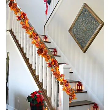 DearHouse 2 Pack Fall Garland Maple Leaf for Thanksgiving Decor