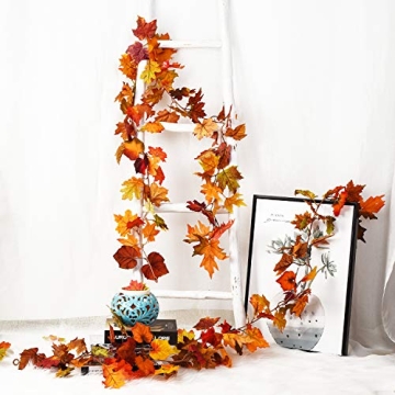 DearHouse 2 Pack Fall Garland Maple Leaf for Thanksgiving Decor
