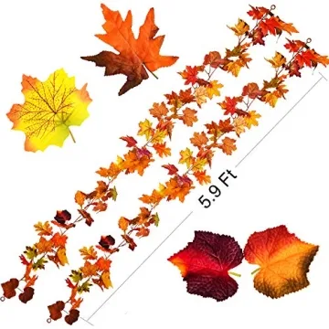 DearHouse 2 Pack Fall Garland Maple Leaf for Thanksgiving Decor