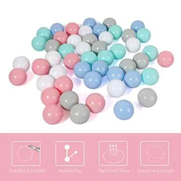 LANGXUN 50pcs Soft Plastic Balls - Toy Balls for Kids - Gift for Toddler Birthday Christmas, Ball Pit Play Tent, Water Toys, Kiddie Pool, Party Decoration