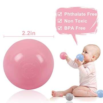 LANGXUN 50pcs Soft Plastic Balls - Toy Balls for Kids - Gift for Toddler Birthday Christmas, Ball Pit Play Tent, Water Toys, Kiddie Pool, Party Decoration