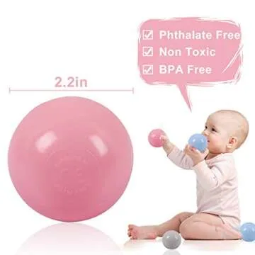 LANGXUN 50pcs Soft Plastic Balls - Toy Balls for Kids - Gift for Toddler Birthday Christmas, Ball Pit Play Tent, Water Toys, Kiddie Pool, Party Decoration