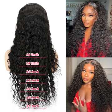 SOSATISFY Deep Wave Lace Front Wigs Human Hair 4x4 HD Transparent Lace Closure Wigs Glueless 180% Density Human Hair Wigs for Black Women Pre Plucked with Baby Hair (20 inch)