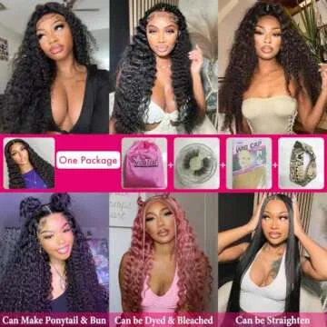 SOSATISFY Deep Wave Lace Front Wigs Human Hair 4x4 HD Transparent Lace Closure Wigs Glueless 180% Density Human Hair Wigs for Black Women Pre Plucked with Baby Hair (20 inch)