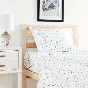 Eddie Bauer - Twin Sheets, Cotton Percale Bedding Set, Crisp & Cool Home Decor (Campout Dark Blue,3 Pieces, Twin)