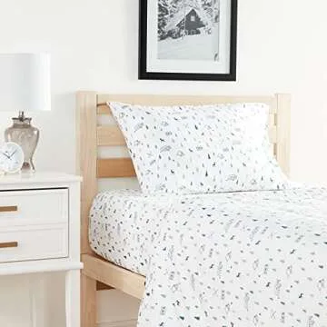 Eddie Bauer - Twin Sheets, Cotton Percale Bedding Set, Crisp & Cool Home Decor (Campout Dark Blue,3 Pieces, Twin)