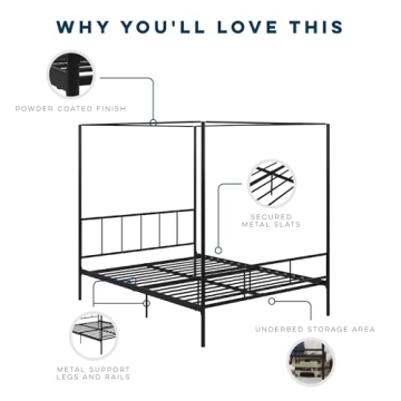 Elegant Novogratz Modern Four Poster Bed for Home Decor