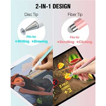 Stylus Pens for Touch Screens: 2-in-1 Universal High Precision 3 Pack