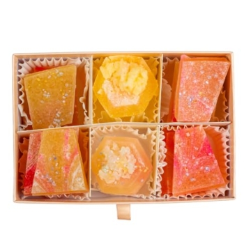 Silky Gem - Edible Crystal Candy, 8-10 Clusters, Peach Flavored Moonstone, Kohakutou, Edible Gem, Ve...