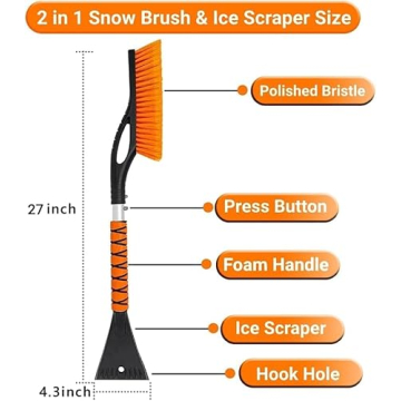 PLACHIDAY Snow Brush & Ice Scraper 27 Inch