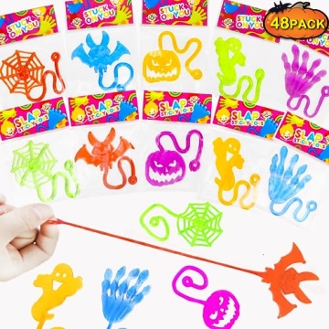 Kannove Halloween Treats Non Candy Goodie Bag Stuffers, 48 PCS Sticky Toys for Kids
