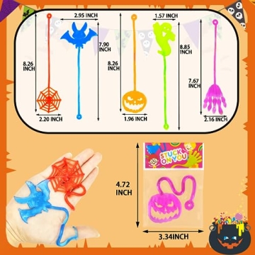 48PCS Halloween Sticky Toys for Kids Goodie Bag Stuffers