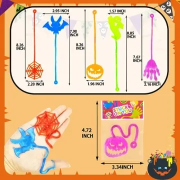 48PCS Halloween Sticky Toys for Kids Goodie Bag Stuffers