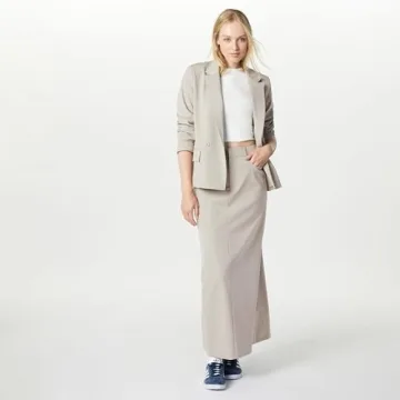 Denis Woven Long Column Skirt by The Drop for Plus Size