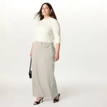 Denis Woven Long Column Skirt by The Drop for Plus Size