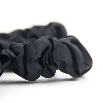 Set of 24 Black Satin Hair Scrunchies for Women Elastic Hair Ties Small Hair Bobbles Fabric Hair Ban...