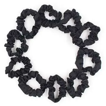 Set of 24 Black Satin Hair Scrunchies for Women Elastic Hair Ties Small Hair Bobbles Fabric Hair Bands Ponytail Holder Girls Hair Accessories