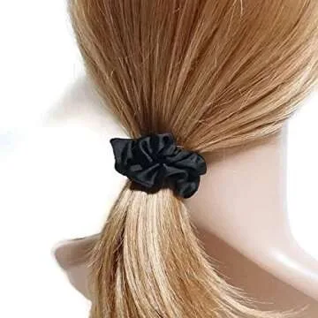 Set of 24 Black Satin Hair Scrunchies for Women Elastic Hair Ties Small Hair Bobbles Fabric Hair Bands Ponytail Holder Girls Hair Accessories