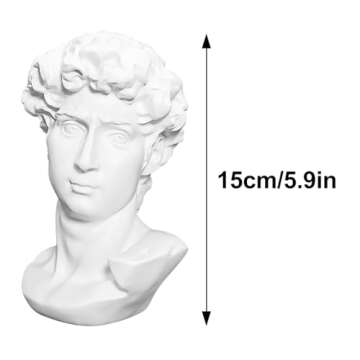 LKXHarleya 6 Inch Classic Greek Michelangelo David Bust Statue Replica Sculpture Figurine for Artist