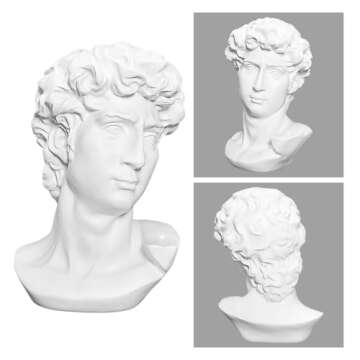 LKXHarleya 6 Inch Classic Greek Michelangelo David Bust Statue Replica Sculpture Figurine for Artist
