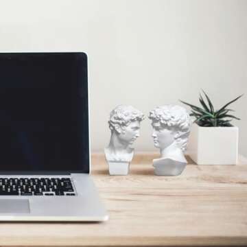 LKXHarleya 6 Inch Classic Greek Michelangelo David Bust Statue Replica Sculpture Figurine for Artist