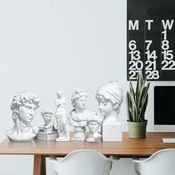 LKXHarleya 6 Inch Classic Greek Michelangelo David Bust Statue Replica Sculpture Figurine for Artist