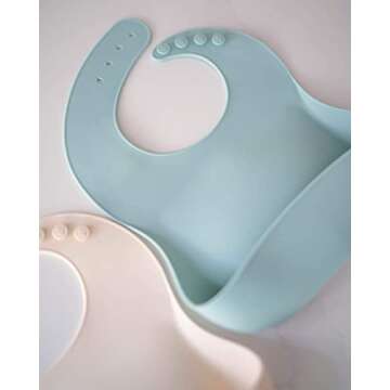 AVA + OLIVER Silicone Bib Set - Adjustable Waterproof Bibs - Set of 2 (Seaside)