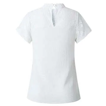 ZXZY Women Lace Blouse - Elegant Short Sleeve Top