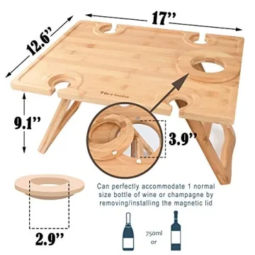 Tirrinia Portable Wine Picnic Table for Wine Lovers