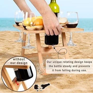 Tirrinia Portable Wine Picnic Table for Wine Lovers
